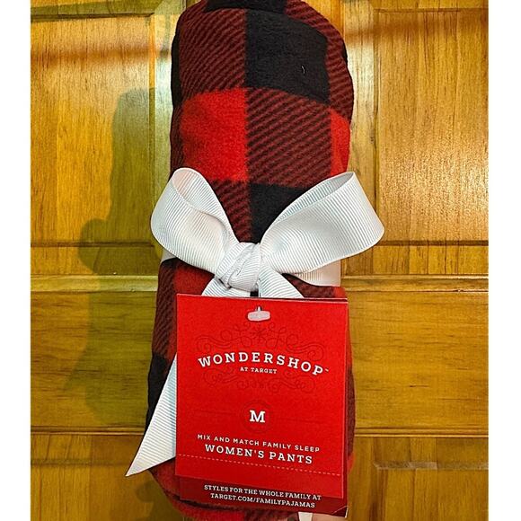 Women’s or Unisex Wondershop Fleece Pajama Pants Red Black Plaid MEDIUM - Picture 5 of 6
